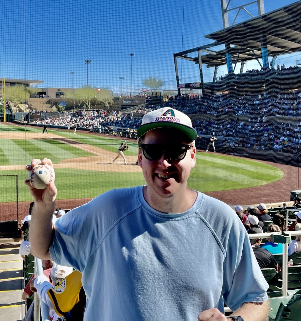 Spring Training baseball fan with baseball